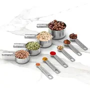 1 Set Stainless Steel Measuring Cups & Spoons Set, Cups And Spoons, Kitchen Gadgets For Cooking & Baking (4+6) 0.86lb