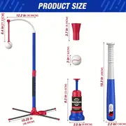 3 In 1 Kids Baseball Toy Set, For Kids 3-5 Years Old, With Hanging Ball Holder/Standing T-BALL/Auto Launcher/6 Baseballs, Adjustable Height Toddler Baseball Set Indoor Outdoor Sports Gift Toy