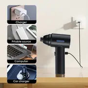 3 In 1 Compressed Air Duster 60000RPM Cordless Dust Blower 6000mAh Rechargeable 15000PA Vacuum Cleaner Electric Air Pump Portable For Computer Keyboard Sofa Home Car