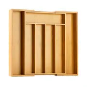 1pc Bamboo Expandable Drawer Organizer For Utensils Holder, Adjustable Cutlery Tray, Drawer Dividers Organizer For Silverware, Flatware And Knives In Kitchen, Bedroom, Living Room, Household Storage Supplies