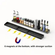 1pc Stove Top Shelf 30 Inch - Silicone Material Magnetic Shelf For The Stove - 3 Functional Partitions Kitchen Spice Rack Organizer for restaurants/supermarkets