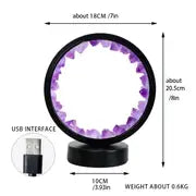 1pc, Rechargeable LED Bedside Lamp with Natural Quartz Amethyst Cluster - Soothing Night Light for Bedroom and Desk - Decorative Circle Lights