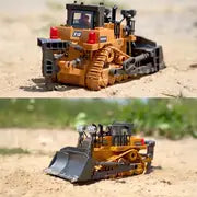 9 Channels Remote Control Bulldozer, 2.4Ghz RC Construction Vehicle Truck Toys With Alloy Metal Cap, Light.sound, Rechargeable 2 Battery For Boys And Girls Halloween Thanksgiving Christmas Gift