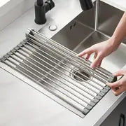 1pc Foldable Dish Drying Rack - Multi-Purpose Sink Drain Rack for Kitchen - Easy to Roll and Store - Kitchen Tools