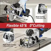 1 Set 4 Amp 3500 RPM Circular Saw, Max. Cutting Depth 1-11/16"(90°),1-1/8"(45°)Compact Saw With 4-1/2" 24T TCT Blades, Vacuum Adapter, Blade Wrench, And Rip Guide