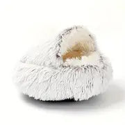 Plush Round Hooded Pet Bed, Warm Dog Bed For Small Dogs, Fluffy Soft Cat Bed, Donut Pet Cushion