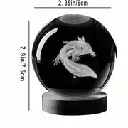1pc 3D Axolotl Laser Engraved Crystal Ball Lamp, Multi-coloured Night Light, Send To Girlfriend Classmate Wife Children Creative Birthday Gift Glass Ball Living Room Bedroom Home Decoration