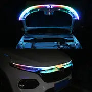 RGB Car LED Light Strip Mobile Phone APP Intelligent Control 12V With Remote Control Universal Car Hood Decorative Daytime Running Light Waterproof