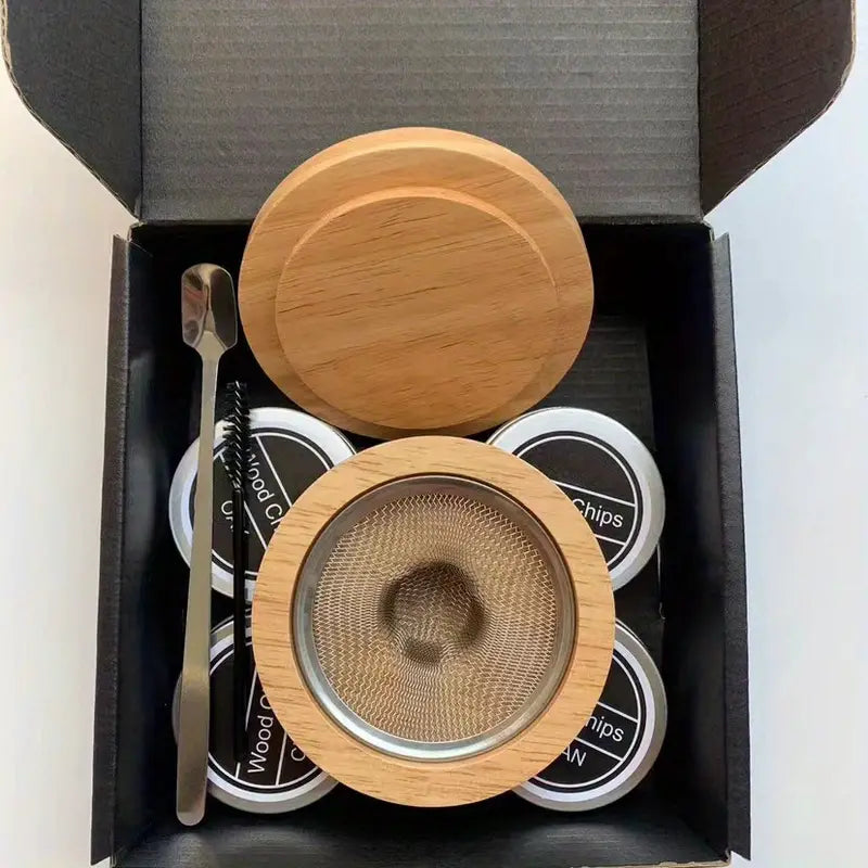 1 set Cocktail Smoker Kit - 4 Flavors Wood Chips Infuser for Whiskey, Cocktail, Wine, Meat, and Cheese - Perfect Gift for Man Whiskey Lovers