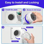 Dryer Vent Connector Kit, Dryer Vent Wall Plate With Quick Connect & Disconnect, Twist Lock Dryer Duct Connector Kit Fits 4 Inch Tubes, Covers Area 7 Inch X 7 Inch, For Dryer Washer Bathroom