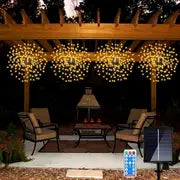 /4/5 Packs Solar Starburst Sphere Lights, Firework Lights, 8 Modes Dimmable Waterproof Hanging Fairy Light, Copper Wire Lights For Patio Parties Christmas, Halloween Decorations Lights Outdoor