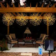 3/4/5 Packs Solar Starburst Sphere Lights, Firework Lights, 8 Modes Dimmable Waterproof Hanging Fairy Light, Copper Wire Lights For Patio Parties Christmas, Halloween Decorations Lights Outdoor