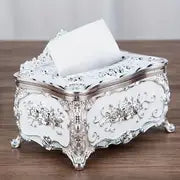 1pc Rose Crown Embossed Tissue Box, Luxurious Elegant Design Tissue Holders, Paper Holder, Napkin Holder For Home Living Room KTV Hotel Bar Club Toilet Bath