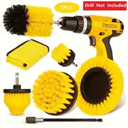 7pcs/set, Electric Drill Brush Set, Power Scrubber Brush With Extension Rod, Drill Brush Attachment, Multipurpose Power Cleaning Scrub Brush, Suitable For Bathroom, Tub, Tile, Corner, Floor, Car Wheel, Dead Corner, Cleaning Supplies, Cleaning Tool