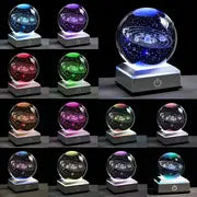 1pc Small 3D Solar System Crystal Ball With LED Base, Night Light For Home Decoration, Gift For Astronomy Lovers