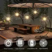 /4/5 Packs Solar Starburst Sphere Lights, Firework Lights, 8 Modes Dimmable Waterproof Hanging Fairy Light, Copper Wire Lights For Patio Parties Christmas, Halloween Decorations Lights Outdoor