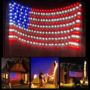 1pc American Flag Net Light, Outdoor Waterproof LED Flag String Lights For Festival Garden Decor, Solar Lights For Outside