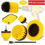 7pcs/set, Electric Drill Brush Set, Power Scrubber Brush With Extension Rod, Drill Brush Attachment, Multipurpose Power Cleaning Scrub Brush, Suitable For Bathroom, Tub, Tile, Corner, Floor, Car Wheel, Dead Corner, Cleaning Supplies, Cleaning Tool