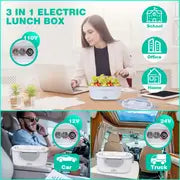 1pc 12V 24V 110V Electric Lunch Box, Food Heater Box, 3 In 1 Food Warmer, Portable Lunch Box With Fork Spoon