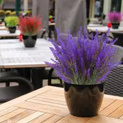 16pcs, Fadeless Artificial Lavender Flowers for Outdoor Decoration - Anti-UV Plastic Plant for Garden, Porch, and Window Box