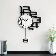 1pc Modern Minimalist Personality Metal Wood Creative Wall Clock, Large Battery Operated Clock For Living Room, Kitchen, Bedroom, Dining Room And Office Decor,For Autumn Thanksgiving Halloween Harvest Festival , Home Decor , Aesthetic Room Decor