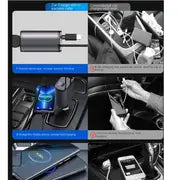 Digital Display Super Fast Charging 120W Metal Car Charger 4-in-1 Cigarette Lighter With Wire Car Charger