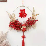 1PC LED Light Up Chinese New Year Wreath Ornaments With Tassel Fuzzy Characters, Chinese New Year Decoration, Wall Decoration, Door Decoration, Home Decoration, Housewarming Decoration, Creative Gifts, Party Decoration Supplies