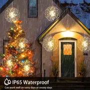 3/4/5 Packs Solar Starburst Sphere Lights, Firework Lights, 8 Modes Dimmable Waterproof Hanging Fairy Light, Copper Wire Lights For Patio Parties Christmas, Halloween Decorations Lights Outdoor