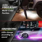 4pcs Car Underglow Neon Accent Strip Lights, App Control 16 Colors Music Mode Car Underglow Strip Lights, Underglow LED Light Kit , Christmas Gift