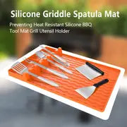 1pc, BBQ Silicone Mat, Outdoor Patio Household Side Rack Mat, Baking Pan Mat, High Temperature Resistant Nonstick Drainer Mat, Silicone BBQ Tool Mat, BBQ Accessories, Grill Accessories