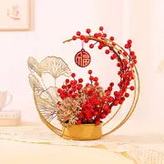 1pc Artificial Red Moon Flower Baskets, Finished Products For Fall Winter Christmas Thanksgiving Decor, Suitable For Home Decoration In Living Room, Dining Room, Bedroom, Kitchen, And Scene Arrangement