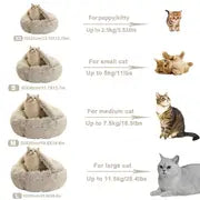 Round Plush Pet Nest, Semi-enclosed Warm Soft Cat Bed Nest Dog Cushion Bed, Calming Donut Cuddler Cat Bed Nest