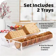 2pcs Clear Cracker Tray For Serving, Rectangular Cracker Holder For Serving Trays, Acrylic Cracker Dish, Food Display Cracker Serving Tray Stand For Home, Party & Charcuterie Board Platter