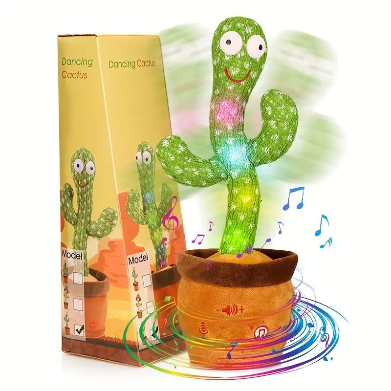 1pc Dancing Cactus Twisting Singing Lighting Learning Tongue Talking Enchanting Plush Toys For Christmas Birthday Gift