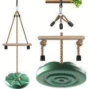 Kids' Outdoor Adventure Set: Disc Swing, Slide, Monkey Pole, and Ninja Training!