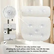 1pc Spa-like Bathtub Pillow with Non-Slip Suction Cups for Neck and Back Support bathroom accessories