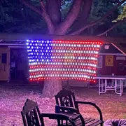 1pc American Flag Net Light, Outdoor Waterproof LED Flag String Lights For Festival Garden Decor, Solar Lights For Outside