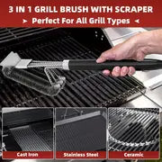 3 in 1 grill brush with scraper