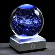 1pc Small 3D Solar System Crystal Ball With LED Base, Night Light For Home Decoration, Gift For Astronomy Lovers