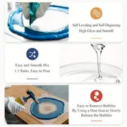 Clear Epoxy Resin Art Resin Kit 16oz Crystal Jewelry Resin 2 Parts Epoxy Resin Kit With Bonus Measuring Cups & Droppers & Wooden Sticks & Finger Cots And Gloves