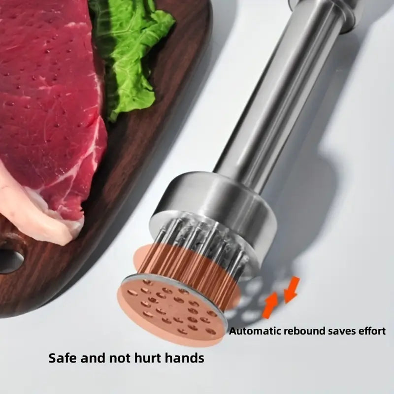 1pc, Kitchen Meat Tenderizer, Stainless Steel Meat Tenderizer With Steel Needles Blades, Meat Tendering Hammer