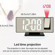 1pc, LED mirror clock,Large 3D Projection Alarm Clock with Mirror, Temperature Display, and Auto Brightness - Perfect for Bedroom and Bedside Use