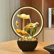 USB Powered Relaxation Indoor Tabletop Fountain, With LED Circle Reflective Lighting Feature, For Home And Office Decor, Beautiful Humidifier, Gifts For Friends and Family, Holiday Gifts
