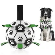 1pc Durable Football Design Pet Toy With Straps Dog Chewing Ball Toy For For Training Playing Teeth Cleaning, Interactive Fetch Pet Toy For Small Medium Large Dogs