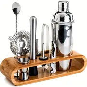 Mixology Bartender Kit: 10-Piece Bar Tool Set With Stylish Bamboo Stand - Perfect Home Bartending Kit And Martini Cocktail Shaker Set For An Awesome Drink Mixing Experience, Fun Housewarming Gift