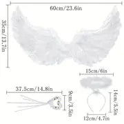 White Wing With Halo And Wand Angel Costume, Feather White Wing For Girls, Angel Wings For Halloween Carnival Cosplay Supplies