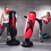 Inflatable Free-Standing Fitness Punching Bag - Heavy Duty Kick Target Stand Tower Bag for Adults and Kids - Freestanding Tumbler Column Sandbag for Fitness and Sport Play