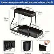 1pc 2-Tier Sliding Under Sink Organizers And Storage, Multifunctional Narrow Space Under Counter Storage Pull Out Cabinet Drawer Organizer, Kitchen Accessories,