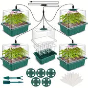 4 Packs, Grow Your Own Plants With This Complete Seed Starting Kit Includes 4/5/6 Pack Seedling Starter Trays, Full Spectrum Grow Light, Time Controller, Humidity Dome, And Dishwasher Safe Trays