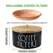 1pc, Coffee Filter Holder Wood Coffee Filter Storage Container Coffee Filter Dispenser With Lid, Rustic Farmhouse Coffee Filter Organizer Basket Accessories For Coffee Bar Counter Decor